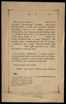 [Pismo. Inc.:] "Mam honor przesłać P Odezwę Towarzystwa Historycznego Polskiego..."