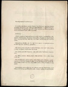 [Odezwa. Inc.:] "My niżej podpisani dowiedziawszy się : iż rozesłano temi dniami pomiędzy Polak&oacute;w listy drukowane z podpisem Xiążęcia Swiatopełka Piasta Mirskiego..."