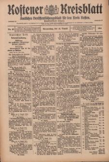 Kostener Kreisblatt: amtliches Veröffentlichungsblatt für den Kreis Kosten 1914.08.13 Jg.49 Nr97