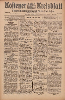 Kostener Kreisblatt: amtliches Ver&ouml;ffentlichungsblatt f&uuml;r den Kreis Kosten 1914.08.18 Jg.49 Nr99