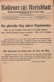 Kostener Kreisblatt: amtliches Veröffentlichungsblatt für den Kreis Kosten 1914.08.22 Jg.49 Nr101