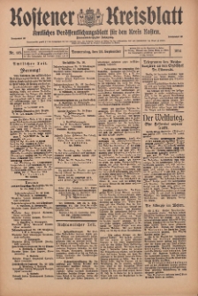 Kostener Kreisblatt: amtliches Veröffentlichungsblatt für den Kreis Kosten 1914.09.24 Jg.49 Nr115