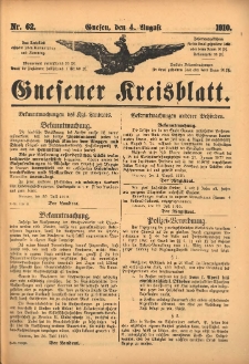 Gnesener Kreisblatt 1910.08.04 Nr62