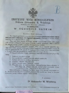 Instytut Wód Mineralnych doktora Aleksandra M. Weinberga [...] w Ogrodzie Saskim