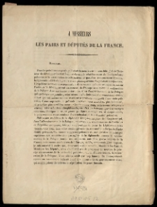 A messieurs les pairs et députés de la France