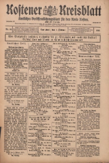 Kostener Kreisblatt: amtliches Ver&ouml;ffentlichungsblatt f&uuml;r den Kreis Kosten 1915.02.06 Jg.50 Nr16