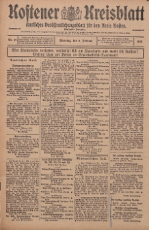 Kostener Kreisblatt: amtliches Ver&ouml;ffentlichungsblatt f&uuml;r den Kreis Kosten 1915.02.09 Jg.50 Nr17