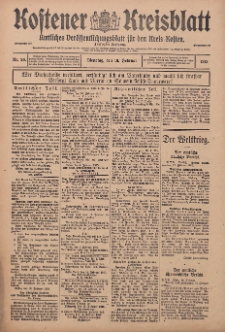 Kostener Kreisblatt: amtliches Ver&ouml;ffentlichungsblatt f&uuml;r den Kreis Kosten 1915.02.16 Jg.50 Nr20