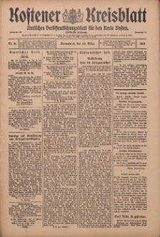 Kostener Kreisblatt: amtliches Veröffentlichungsblatt für den Kreis Kosten 1915.03.13 Jg.50 Nr31