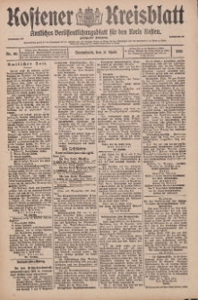 Kostener Kreisblatt: amtliches Veröffentlichungsblatt für den Kreis Kosten 1915.04.03 Jg.50 Nr40