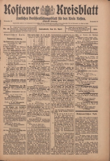 Kostener Kreisblatt: amtliches Ver&ouml;ffentlichungsblatt f&uuml;r den Kreis Kosten 1915.04.24 Jg.50 Nr49