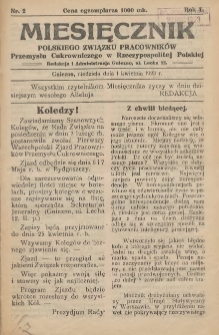 Miesięcznik Polskiego Związku Pracowników Przemysłu Cukrowniczego w Rzeczypospolitej Polskiej 1923.04.01 R.1 Nr2