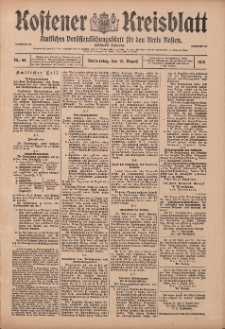 Kostener Kreisblatt: amtliches Ver&ouml;ffentlichungsblatt f&uuml;r den Kreis Kosten 1915.08.12 Jg.50 Nr96