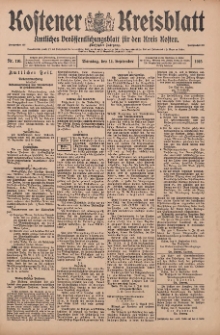Kostener Kreisblatt: amtliches Ver&ouml;ffentlichungsblatt f&uuml;r den Kreis Kosten 1915.09.14 Jg.50 Nr110