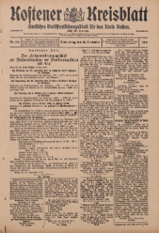 Kostener Kreisblatt: amtliches Ver&ouml;ffentlichungsblatt f&uuml;r den Kreis Kosten 1915.09.23 Jg.50 Nr114