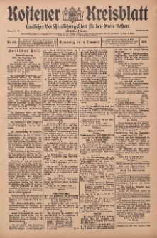 Kostener Kreisblatt: amtliches Ver&ouml;ffentlichungsblatt f&uuml;r den Kreis Kosten 1915.11.04 Jg.50 Nr132