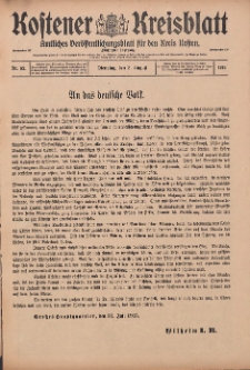 Kostener Kreisblatt: amtliches Ver&ouml;ffentlichungsblatt f&uuml;r den Kreis Kosten 1915.08.03 Jg.50 Nr92