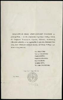 [Zaproszenie Inc.:] "Delegowani kilku stowarzyszeń polskich zapraszają Pana, - w celu urządzenia wspólnego i stałego lokalu ..."