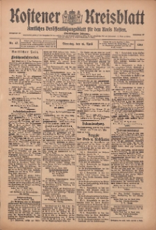 Kostener Kreisblatt: amtliches Ver&ouml;ffentlichungsblatt f&uuml;r den Kreis Kosten 1916.04.18 Jg.51 Nr47
