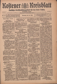 Kostener Kreisblatt: amtliches Ver&ouml;ffentlichungsblatt f&uuml;r den Kreis Kosten 1916.05.16 Jg.51 Nr59