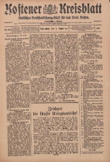 Kostener Kreisblatt: amtliches Ver&ouml;ffentlichungsblatt f&uuml;r den Kreis Kosten 1916.09.02 Jg.51 Nr106
