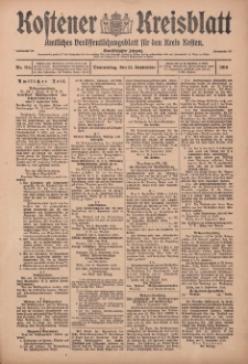 Kostener Kreisblatt: amtliches Ver&ouml;ffentlichungsblatt f&uuml;r den Kreis Kosten 1916.09.21 Jg.51 Nr114