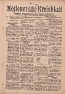 Kostener Kreisblatt: amtliches Ver&ouml;ffentlichungsblatt f&uuml;r den Kreis Kosten 1916.09.23 Jg.51 Nr115: Beilage