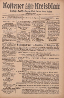 Kostener Kreisblatt: amtliches Ver&ouml;ffentlichungsblatt f&uuml;r den Kreis Kosten 1916.09.30 Jg.51 Nr118