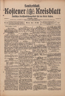 Kostener Kreisblatt: amtliches Ver&ouml;ffentlichungsblatt f&uuml;r den Kreis Kosten 1916.10.02 Jg.51 Nr118a: Sonderblatt.