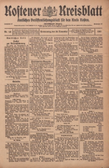 Kostener Kreisblatt: amtliches Ver&ouml;ffentlichungsblatt f&uuml;r den Kreis Kosten 1916.11.23 Jg.51 Nr141