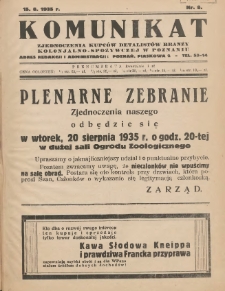 Komunikat Zjednoczenia Kupców Detalistów Branży Kolonjalno-Spożywczej w Poznaniu 1935.08.15 Nr8