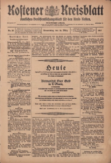 Kostener Kreisblatt: amtliches Ver&ouml;ffentlichungsblatt f&uuml;r den Kreis Kosten 1917.03.15 Jg.52 Nr32