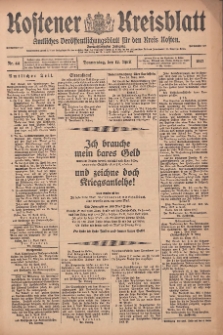 Kostener Kreisblatt: amtliches Ver&ouml;ffentlichungsblatt f&uuml;r den Kreis Kosten 1917.04.12 Jg.52 Nr44