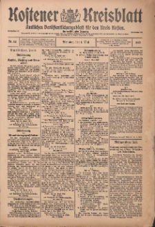 Kostener Kreisblatt: amtliches Ver&ouml;ffentlichungsblatt f&uuml;r den Kreis Kosten 1917.05.01 Jg.52 Nr52