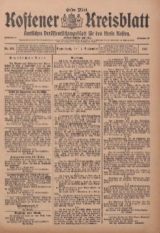 Kostener Kreisblatt: amtliches Ver&ouml;ffentlichungsblatt f&uuml;r den Kreis Kosten 1917.09.01 Jg.52 Nr105