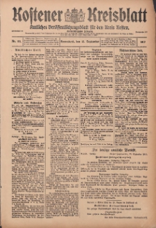 Kostener Kreisblatt: amtliches Ver&ouml;ffentlichungsblatt f&uuml;r den Kreis Kosten 1917.09.15 Jg.52 Nr111