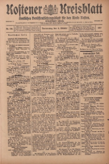 Kostener Kreisblatt: amtliches Ver&ouml;ffentlichungsblatt f&uuml;r den Kreis Kosten 1917.10.04 Jg.52 Nr119