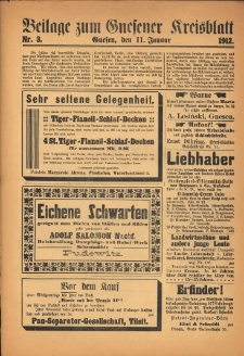 Beilage zum Gnesener Kreisblatt Nr.3 1912.01.11