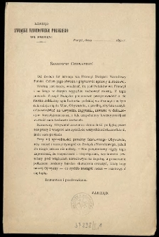 [Odezwa Inc.:] " Szanowny Obywatelu ! Od dwóch lat istnieje we Francyi Związek Narodowy Polski. Celem jego obrona i popieranie sprawy narodowej ..." ]