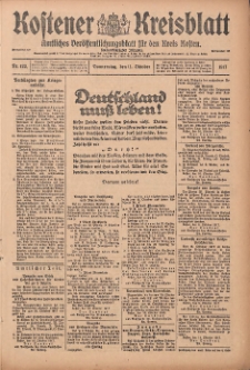 Kostener Kreisblatt: amtliches Ver&ouml;ffentlichungsblatt f&uuml;r den Kreis Kosten 1917.10.11 Jg.52 Nr122