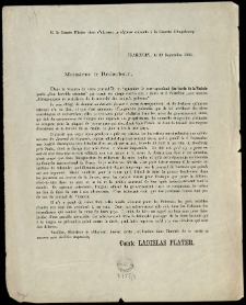 M. le Comte Plater vient d'adresser la réponse suivante à la Gazette d'Augsbourg, Francfort, le 28. Septembre 1865