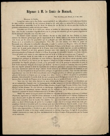 Réponse à M. le Comte de Bismark