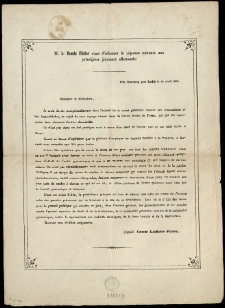[Druk ulotny. Incipit] M. le Comte Plater vien d'adresser la réponse suivante aux principaux journaux allemands ...
