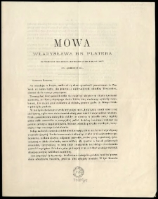 Mowa Władysława hr. Platera na posiedzeniu Towarzystwa Historyczno-Literackiego w Paryżu dnia 5 grudnia 1871 roku