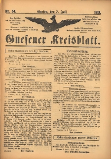 Gnesener Kreisblatt 1912.07.07 Nr54
