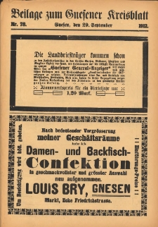 Beilage zum Gnesener Kreisblatt 1912.09.29 Nr78