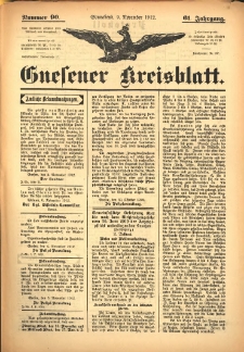 Gnesener Kreisblatt 1912.11.09 Jg.61 Nr90
