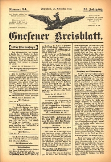 Gnesener Kreisblatt 1912.11.23 Jg.61 Nr94
