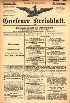 Gnesener Kreisblatt 1912.12.14 Jg.61 Nr100