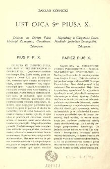 List Ojca Śgo Piusa X